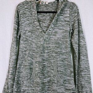 Roxy Light Gray & White Hooded Sweater Size M